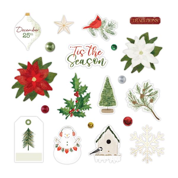 Christmas Round Embossed Icons Set, Icons